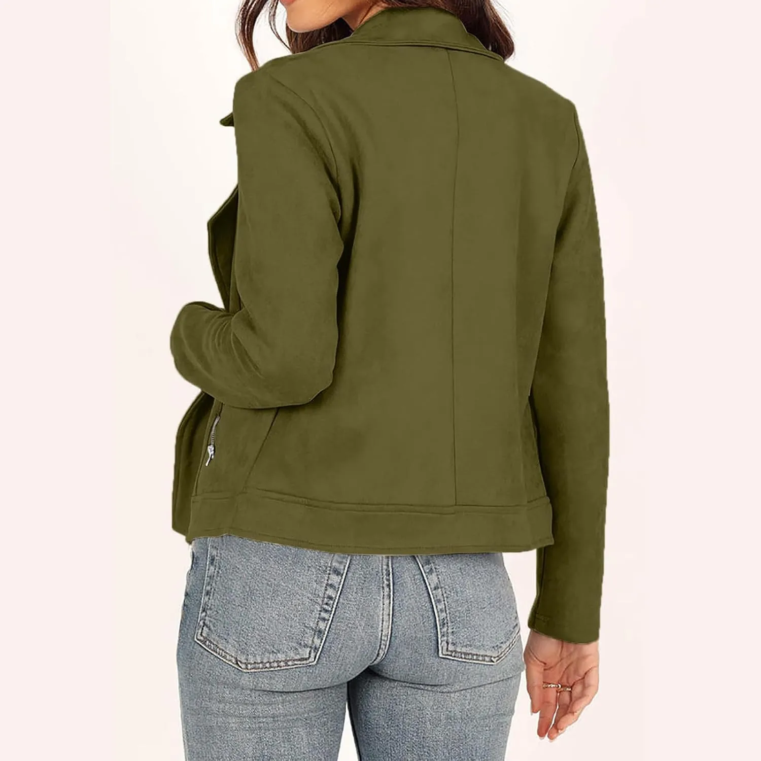 2023 Womens Trendy Coats Fall Biker Moto Jacket Fashion Long Sleeve Zipper Short Casual Coat Streetwear Cropped Outwear