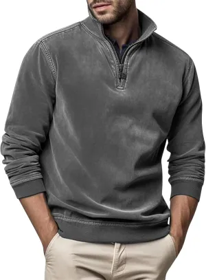 2024 Men's Sweaters 1/4 Zip Up Casual Turtleneck Pullover Polo Slim Fit Sweaters Long Sleeve Thermal Sweatshirts