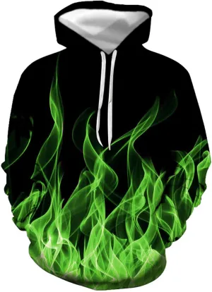 3D Flame Print Hoodies for Men Women Long Sleeves Casual Shirt Hooded Pullover Loose Tops with Pockets