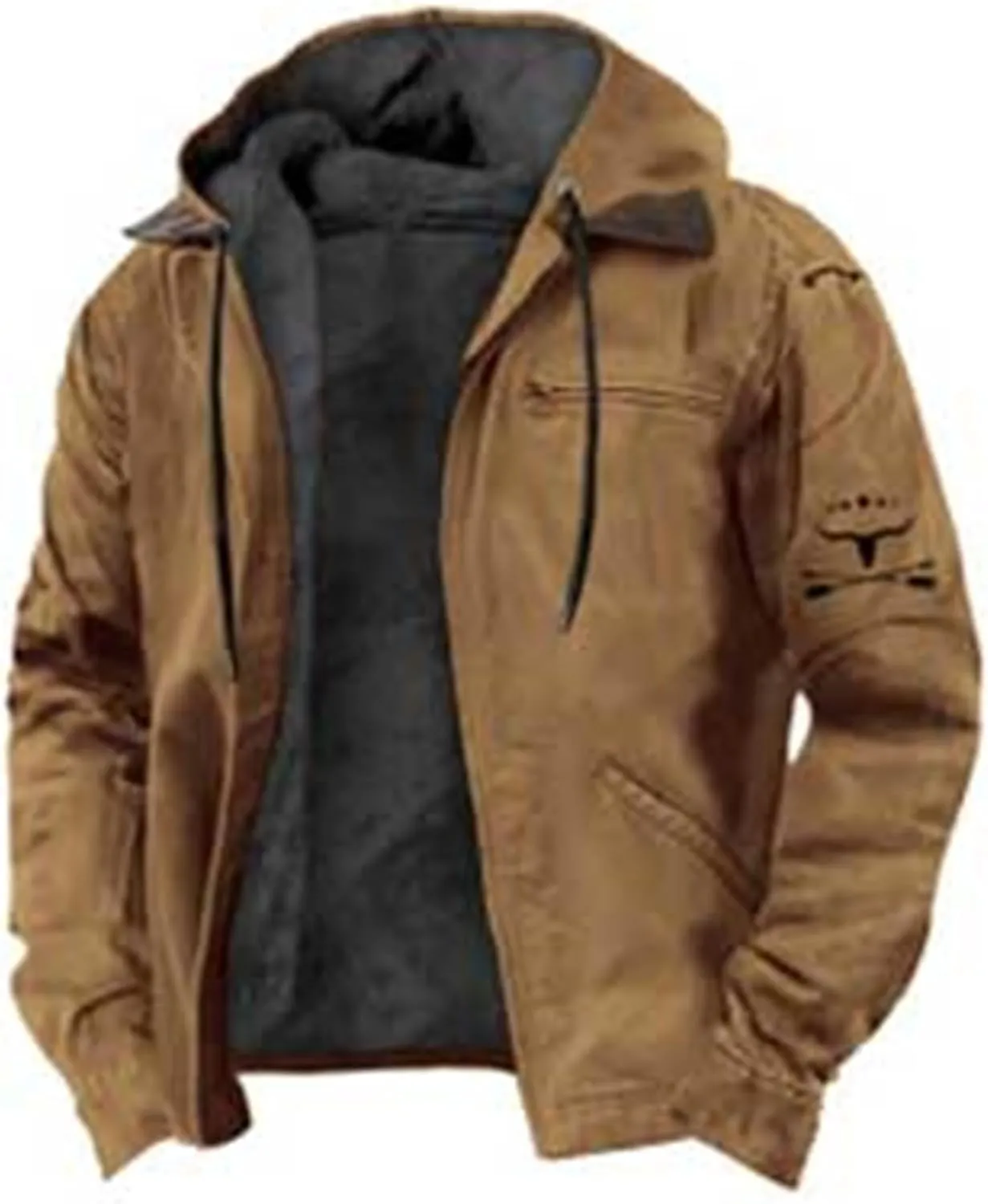 ADJHDFH Camp Hoodie Sherpa Lined Bomber Jacket Men Fleece Hoodies For Men Zip Up 5Xl Bomber Jacket for Men Big And Tall