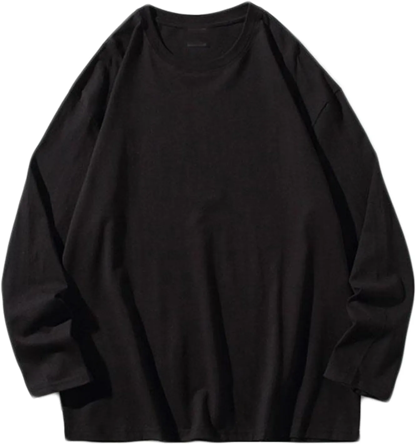 Aymnlox Crewneck Sweatshirt for Men Oversize Solid Color Long Sleeve Casual Lightweight Sweatshirts Baggy Soft Fit Pullover