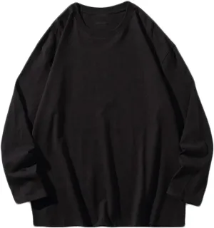 Aymnlox Crewneck Sweatshirt for Men Oversize Solid Color Long Sleeve Casual Lightweight Sweatshirts Baggy Soft Fit Pullover