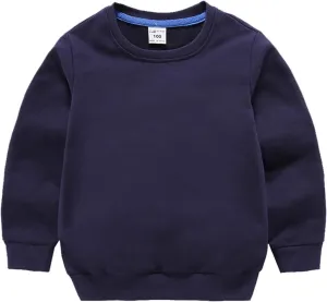 Boys Girls Crewneck Sweatshirts Kids Toddler Baby Sweatshirt Solid Cotton Soft Long Sleeve Uniform Shirts for Girls