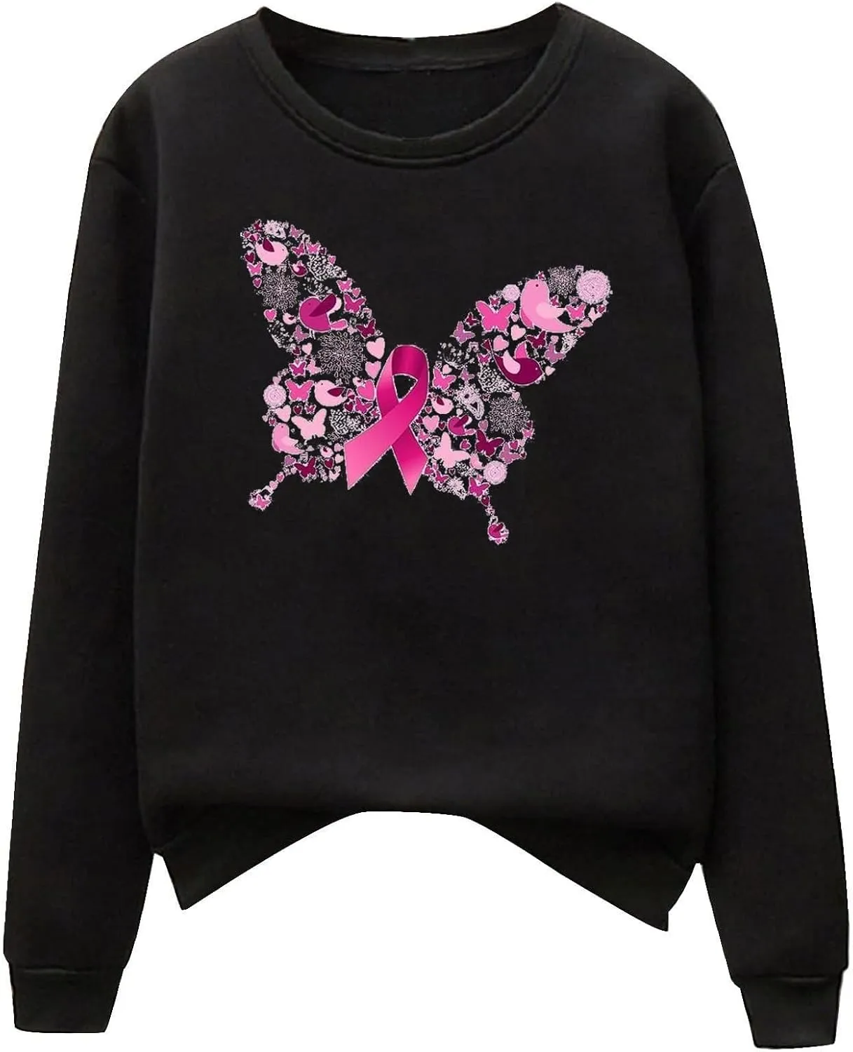 Breast Cancer Awareness Sweatshirt for Women Pink Ribbon Crewneck Long Sleeve Loose Tops Fall Trendy Pullover Clothes