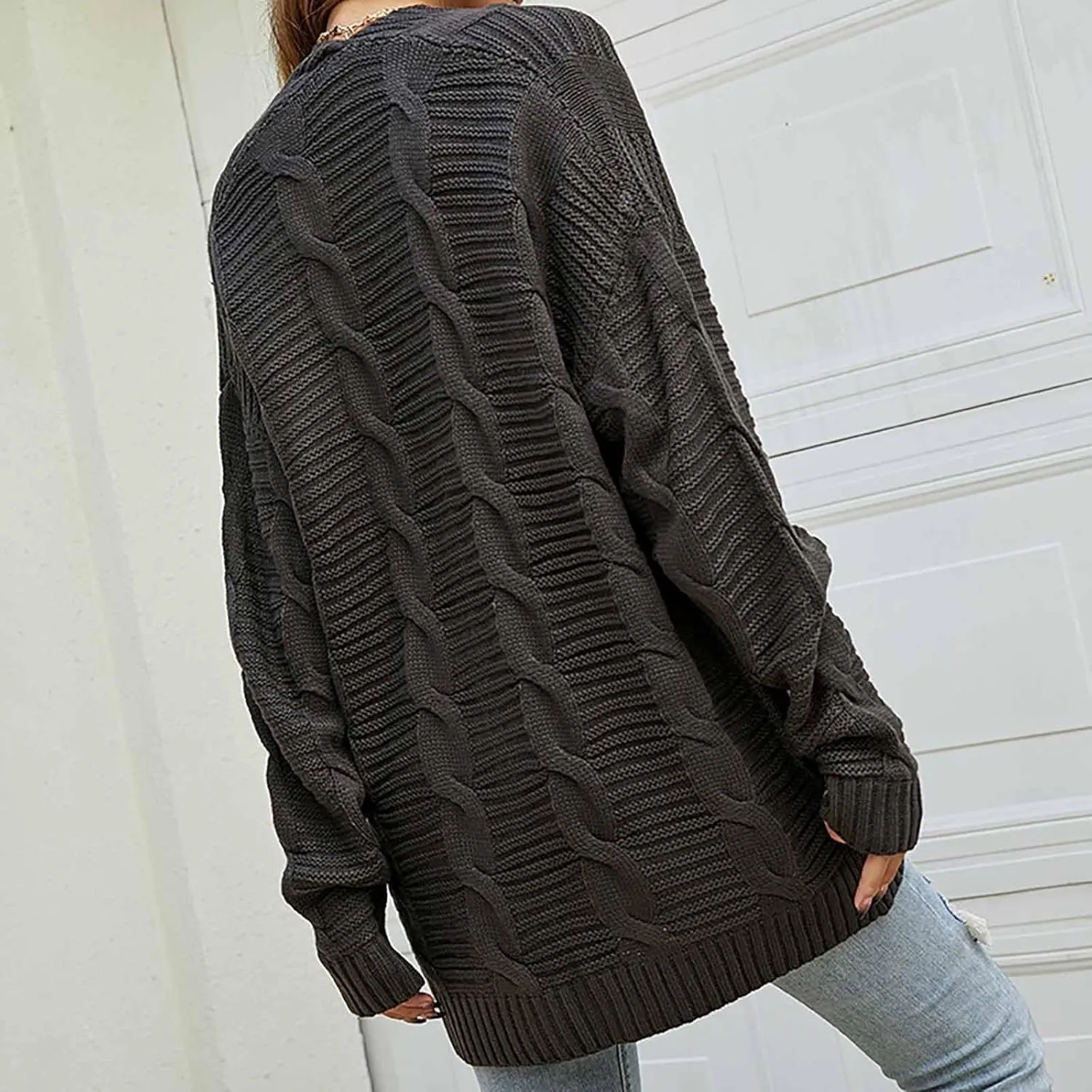 Cable Knit Cardigan Women Trendy Oversized Chunky Cardigan Sweaters Long Sleeve Open Front Cardigan with Pockets
