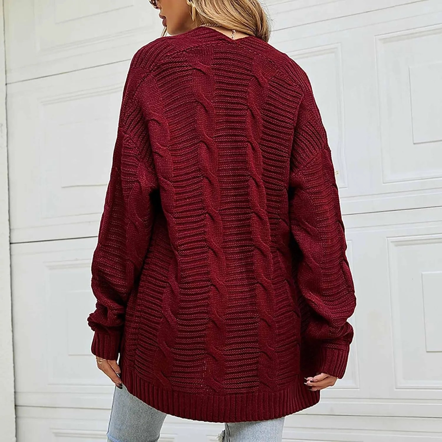 Cable Knit Cardigan Women Trendy Oversized Chunky Cardigan Sweaters Long Sleeve Open Front Cardigan with Pockets