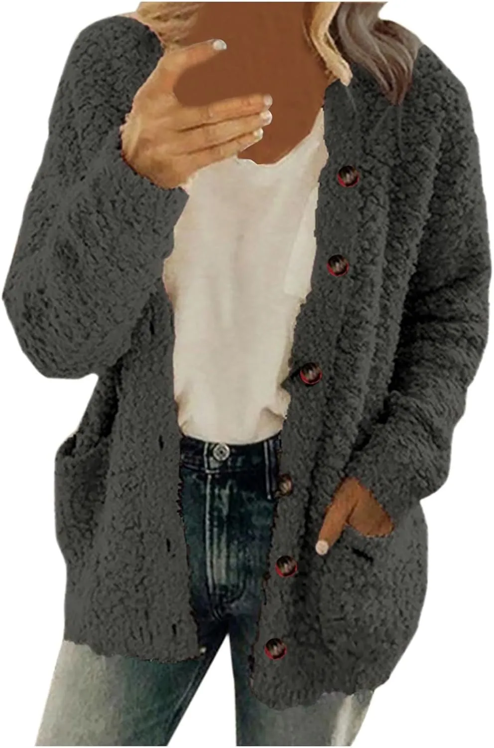 Cardigan Sweater For Women Long Sleeve Open Front Oversized Jackets Chunky Knit Sweaters Button Fall Coat With Pocket
