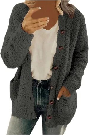 Cardigan Sweater For Women Long Sleeve Open Front Oversized Jackets Chunky Knit Sweaters Button Fall Coat With Pocket