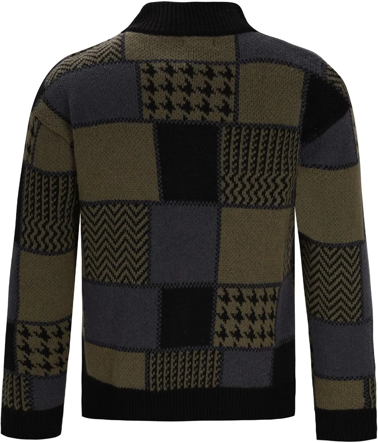 Cardigan Sweaters for Men Plaid Button Down Sweater Ruffle Shawl Collar Cardigan Vintage Open Front Sweater