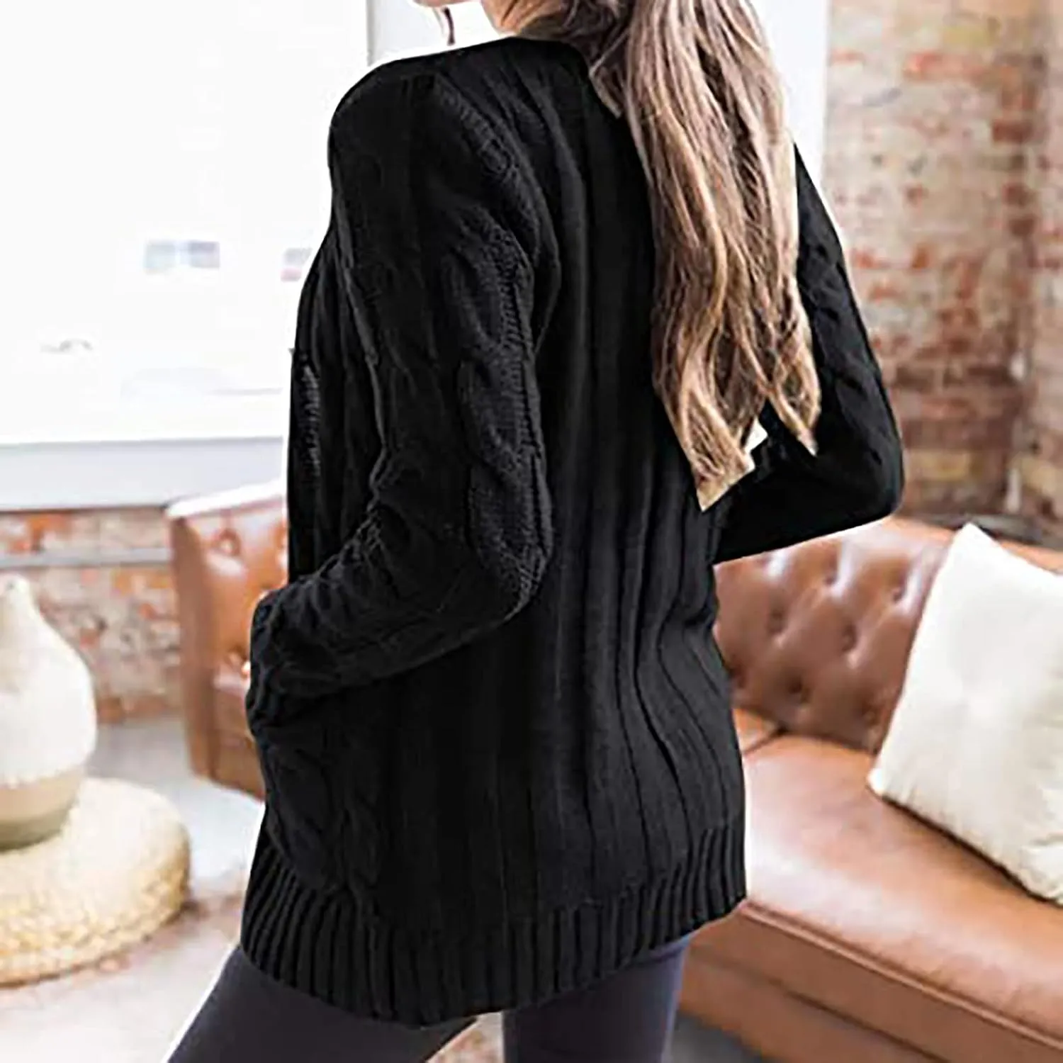 Cardigan Sweaters for Women Button Long Sleeve Cable Knit Sweater Loose Open Front Casual Fall Fashion Cardigans