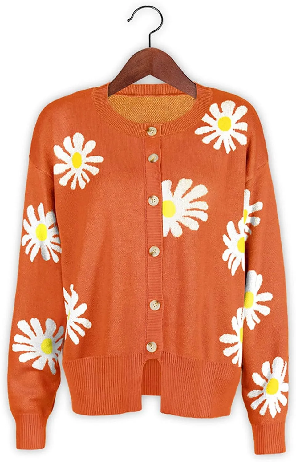 Cardigan Sweaters for Women Crew Neck Button Long Sleeve Cardigansopen Front Ruffle Loose Fall Outfits Clothes