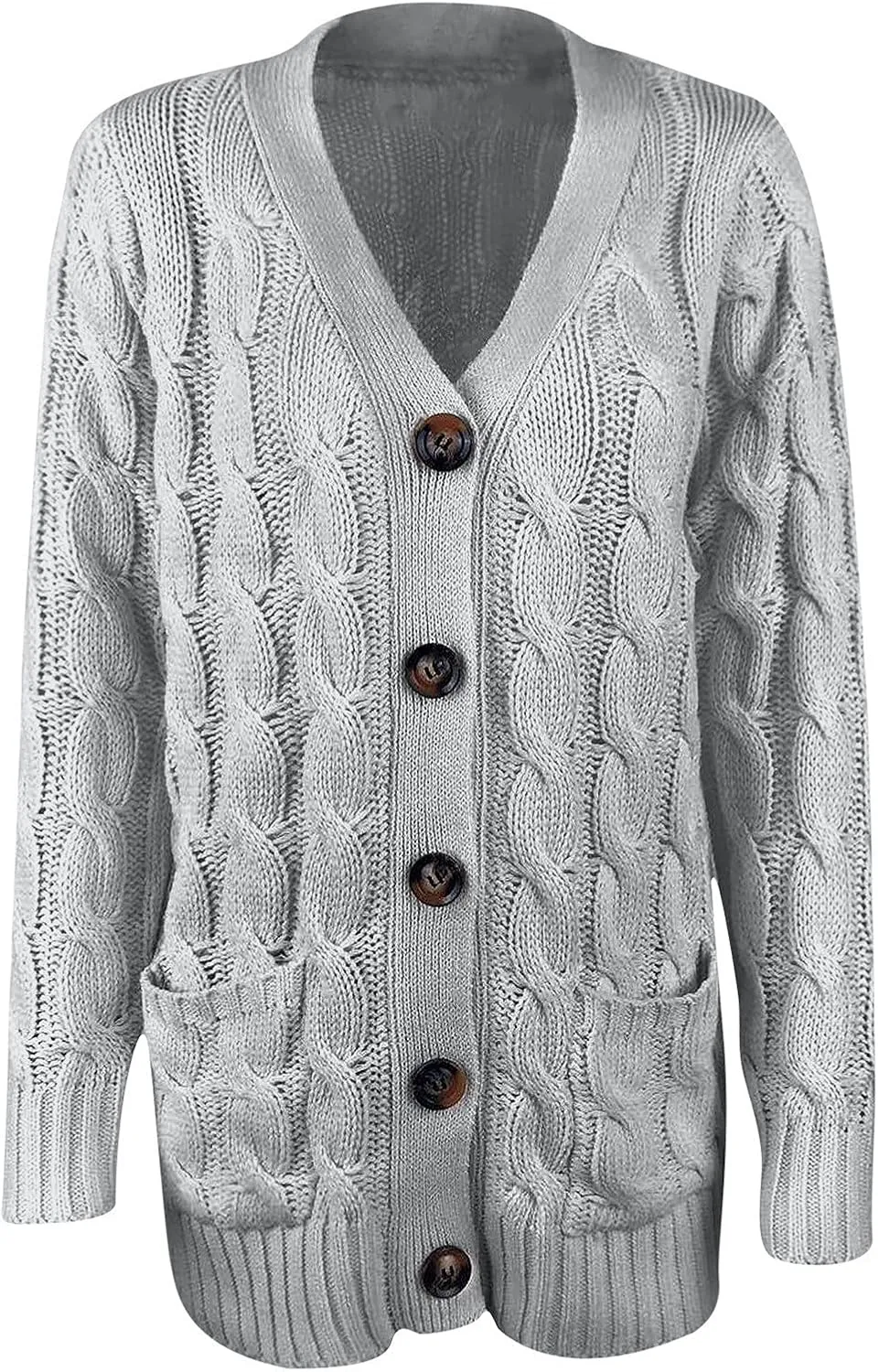 Cardigan Sweaters for Women Open Front Cardigan Sweater Fashion Button Knit Chunky Outwear Plus Size Coats Pocket