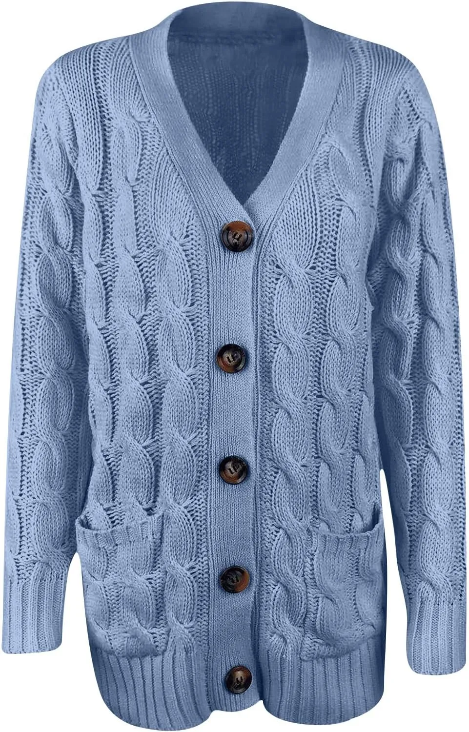 Cardigan Sweaters for Women Open Front Cardigan Sweater Fashion Button Knit Chunky Outwear Plus Size Coats Pocket