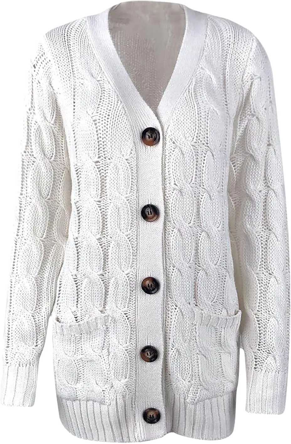Cardigan Sweaters for Women Open Front Cardigan Sweater Fashion Button Knit Chunky Outwear Plus Size Coats Pocket