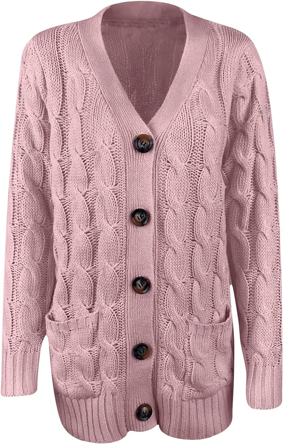 Cardigan Sweaters for Women Open Front Cardigan Sweater Fashion Button Knit Chunky Outwear Plus Size Coats Pocket