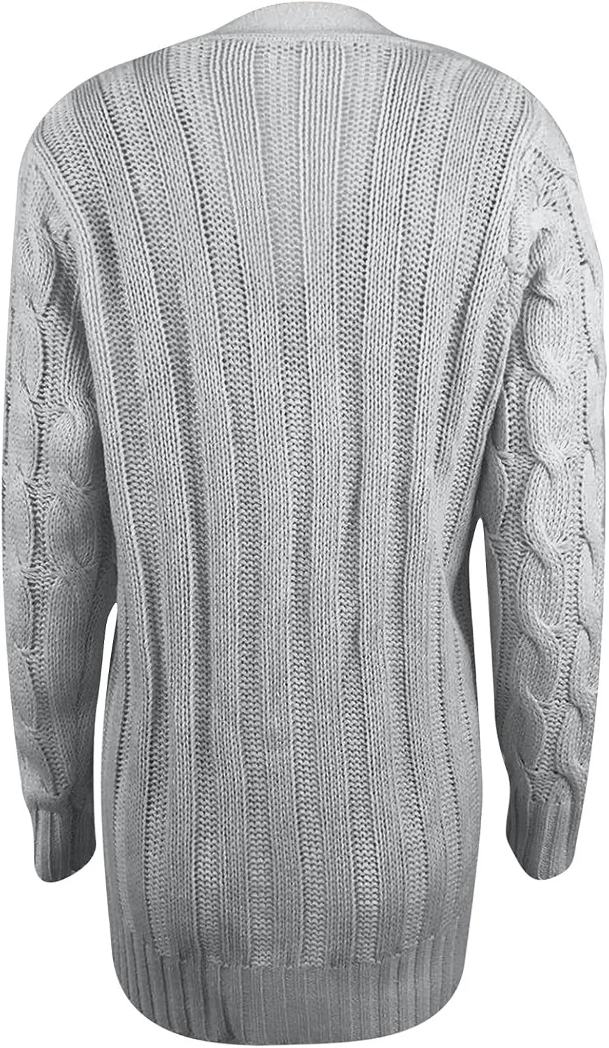Cardigan Sweaters for Women Open Front Cardigan Sweater Fashion Button Knit Chunky Outwear Plus Size Coats Pocket