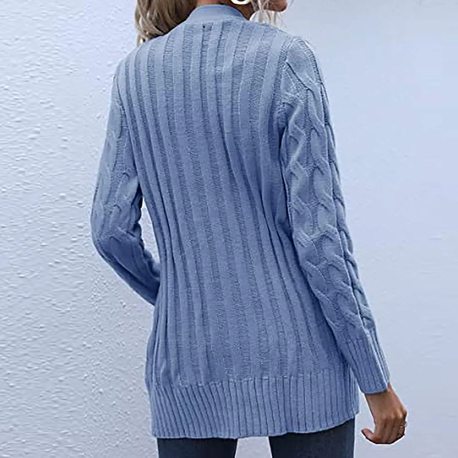 Cardigan Sweaters for Women Open Front Cardigan Sweater Fashion Button Knit Chunky Outwear Plus Size Coats Pocket