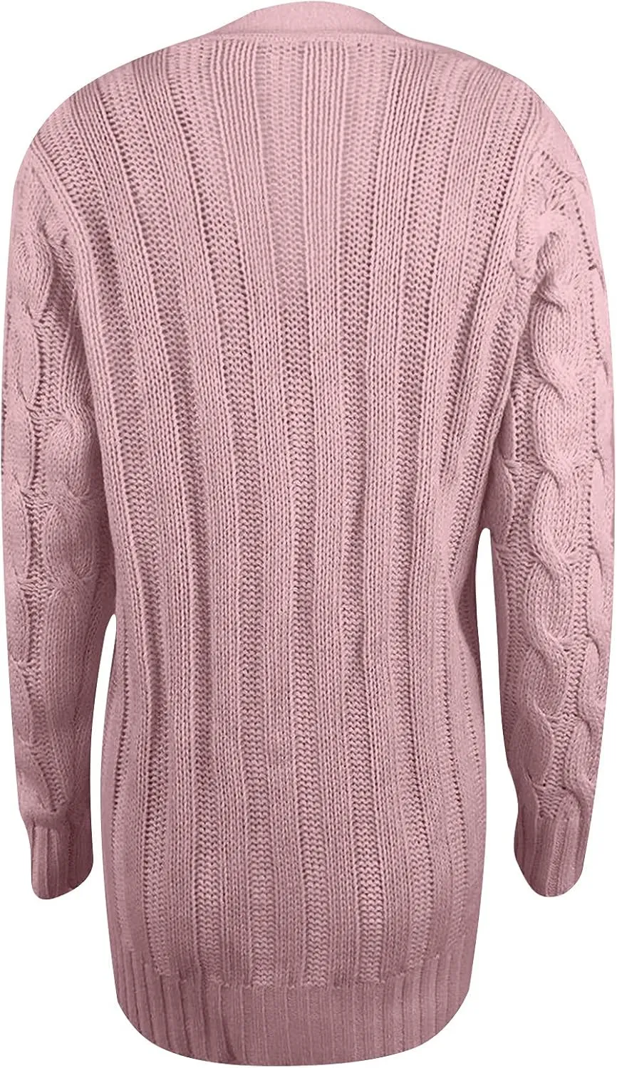 Cardigan Sweaters for Women Open Front Cardigan Sweater Fashion Button Knit Chunky Outwear Plus Size Coats Pocket