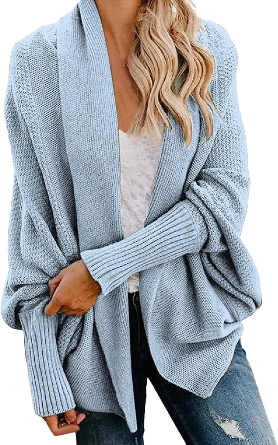 Cardigan Sweaters for Women Oversized Chunky Knit Kimono Slouchy Wrap Batwing Open Front Outwear Coat
