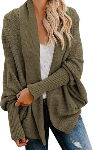 Cardigan Sweaters for Women Oversized Chunky Knit Kimono Slouchy Wrap Batwing Open Front Outwear Coat