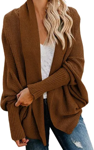Cardigan Sweaters for Women Oversized Chunky Knit Kimono Slouchy Wrap Batwing Open Front Outwear Coat