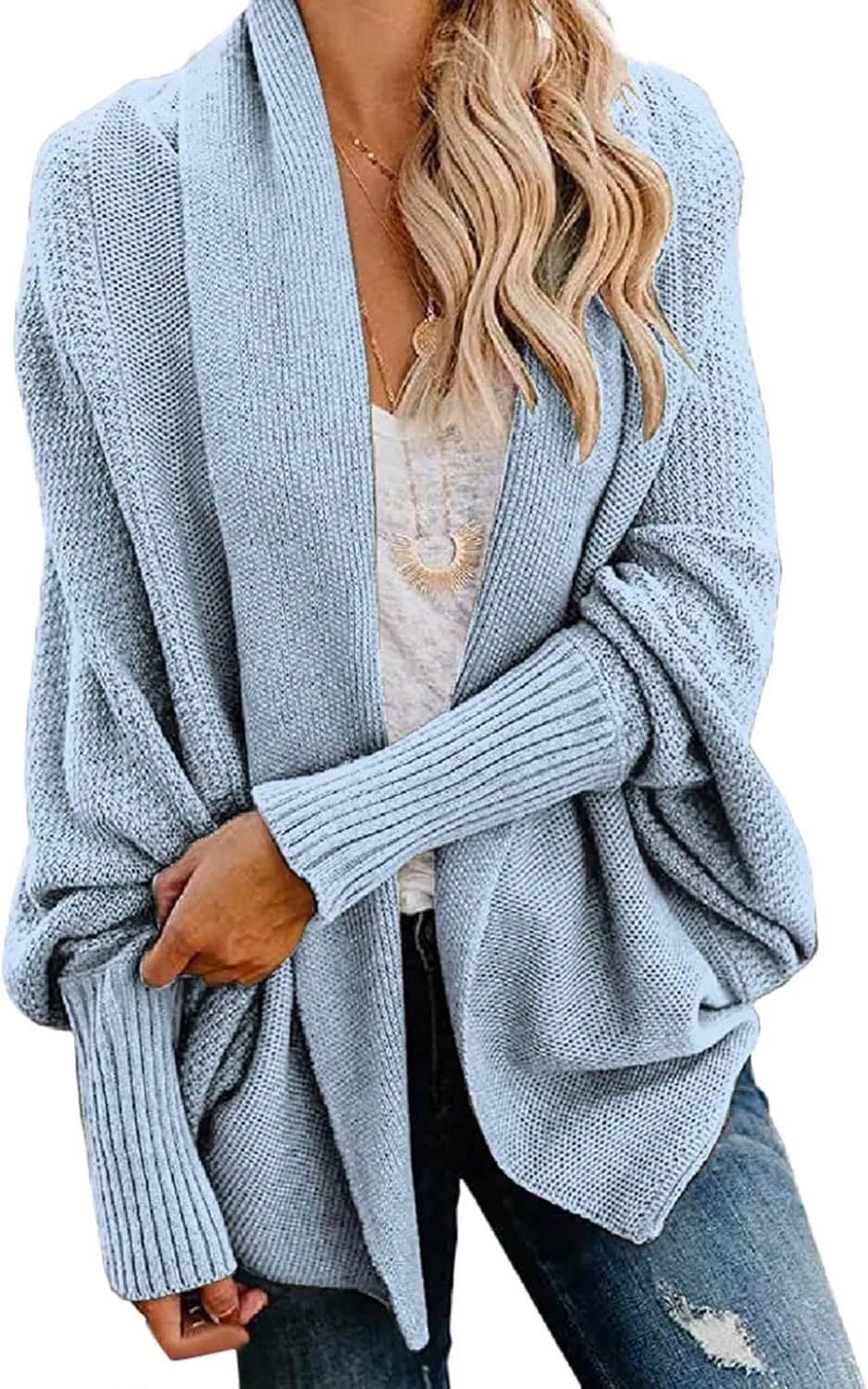 Cardigan Sweaters for Women Oversized Chunky Knit Kimono Slouchy Wrap Batwing Open Front Outwear Coat