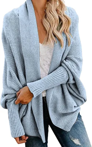 Cardigan Sweaters for Women Oversized Chunky Knit Kimono Slouchy Wrap Batwing Open Front Outwear Coat