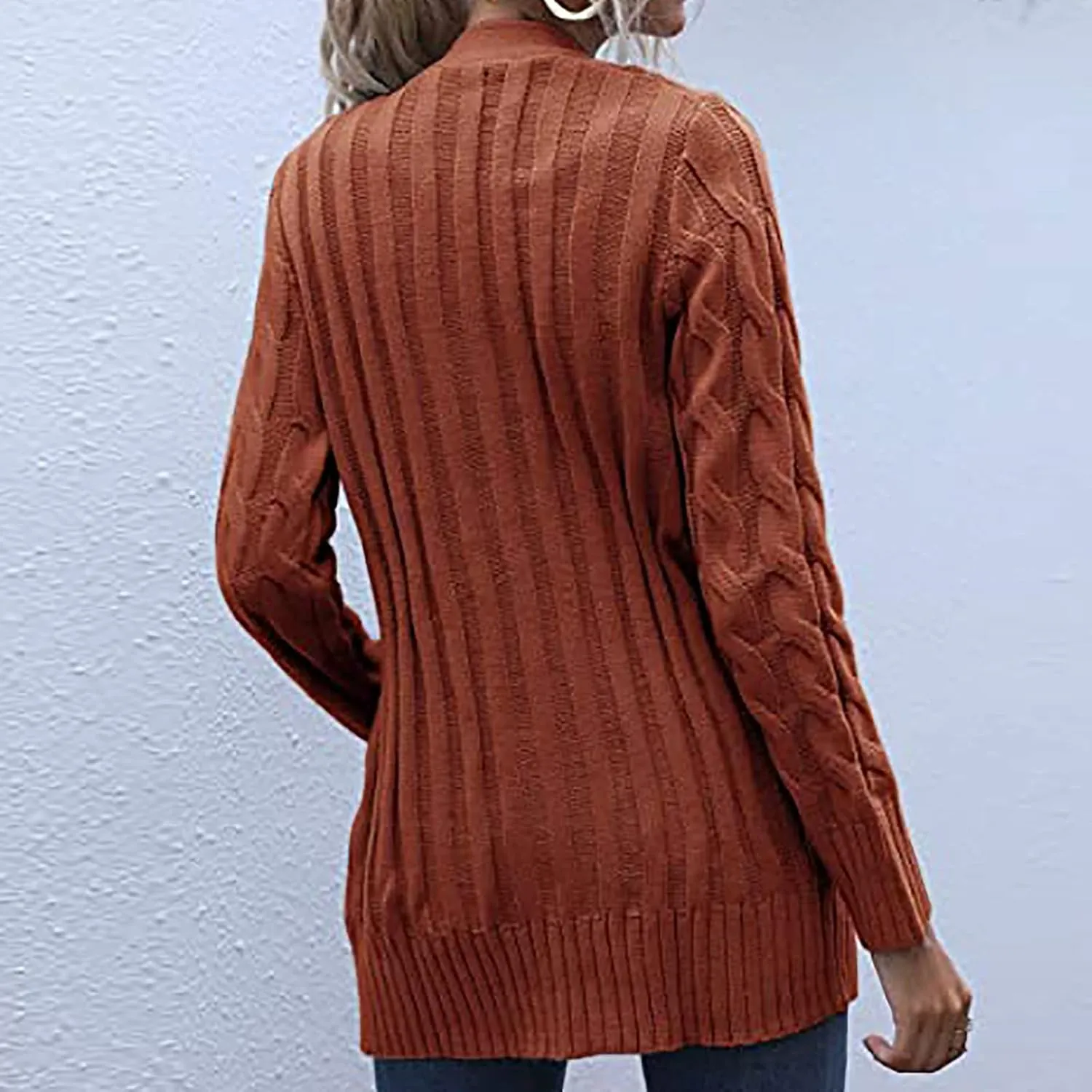Cardigan Sweaters for Women Trendy Button Down Cable Knit Chunky Coat Fashion Open Front Outwear with Pockets