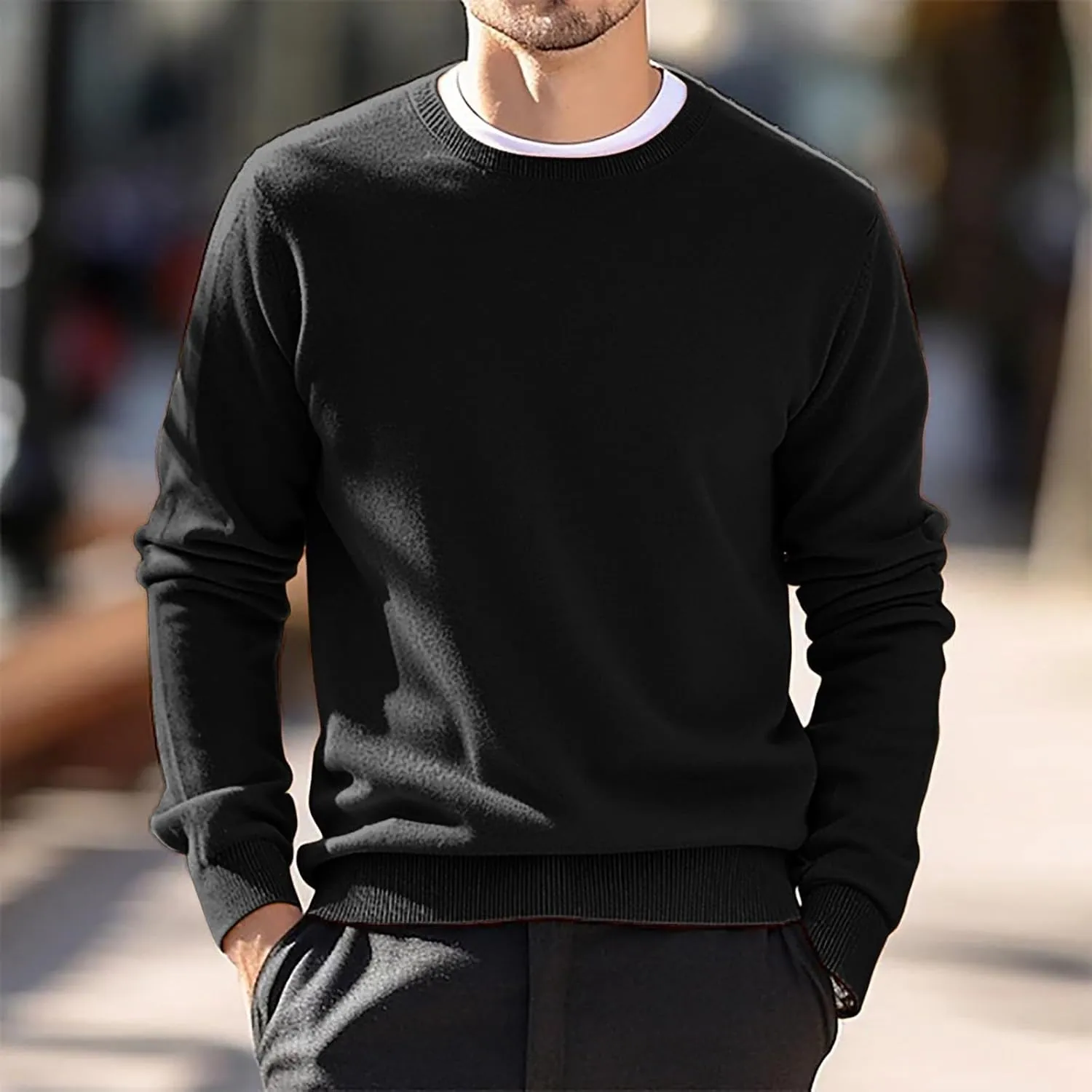 Cashmere Sweaters for Men, Men's Cashmere Sweater Warm Pullovers Crewneck Knit Winter Tops Male Knitwear Jumpers