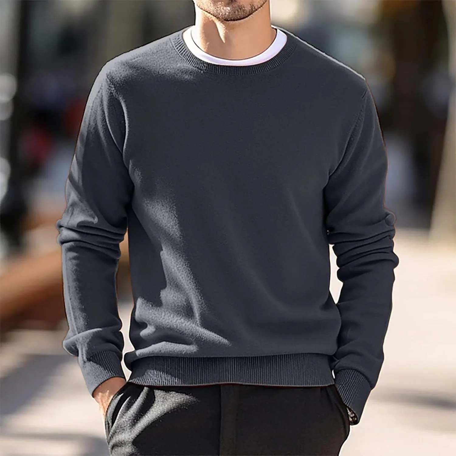 Cashmere Sweaters for Men, Men's Cashmere Sweater Warm Pullovers Crewneck Knit Winter Tops Male Knitwear Jumpers