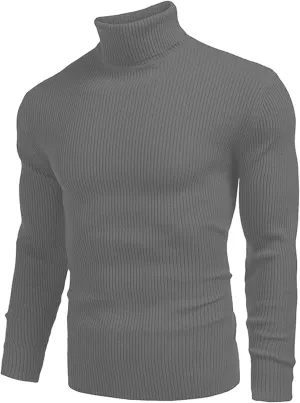 Chunky Knit Sweaters for Men Long Sleeve High Neck Classic Pullover Stretchy Winter Fashion Thermal Sweaters