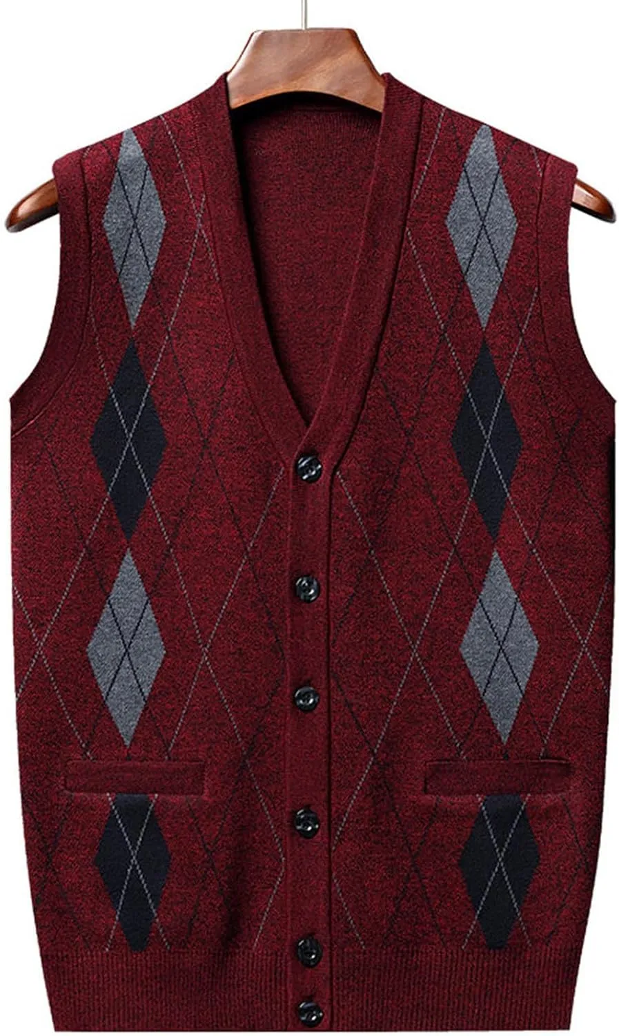 Chunky Knit Sweaters for Men Sleeveless V Neck Knit Jumper Pullover Soft Casual Fall Fashion Pullover Top