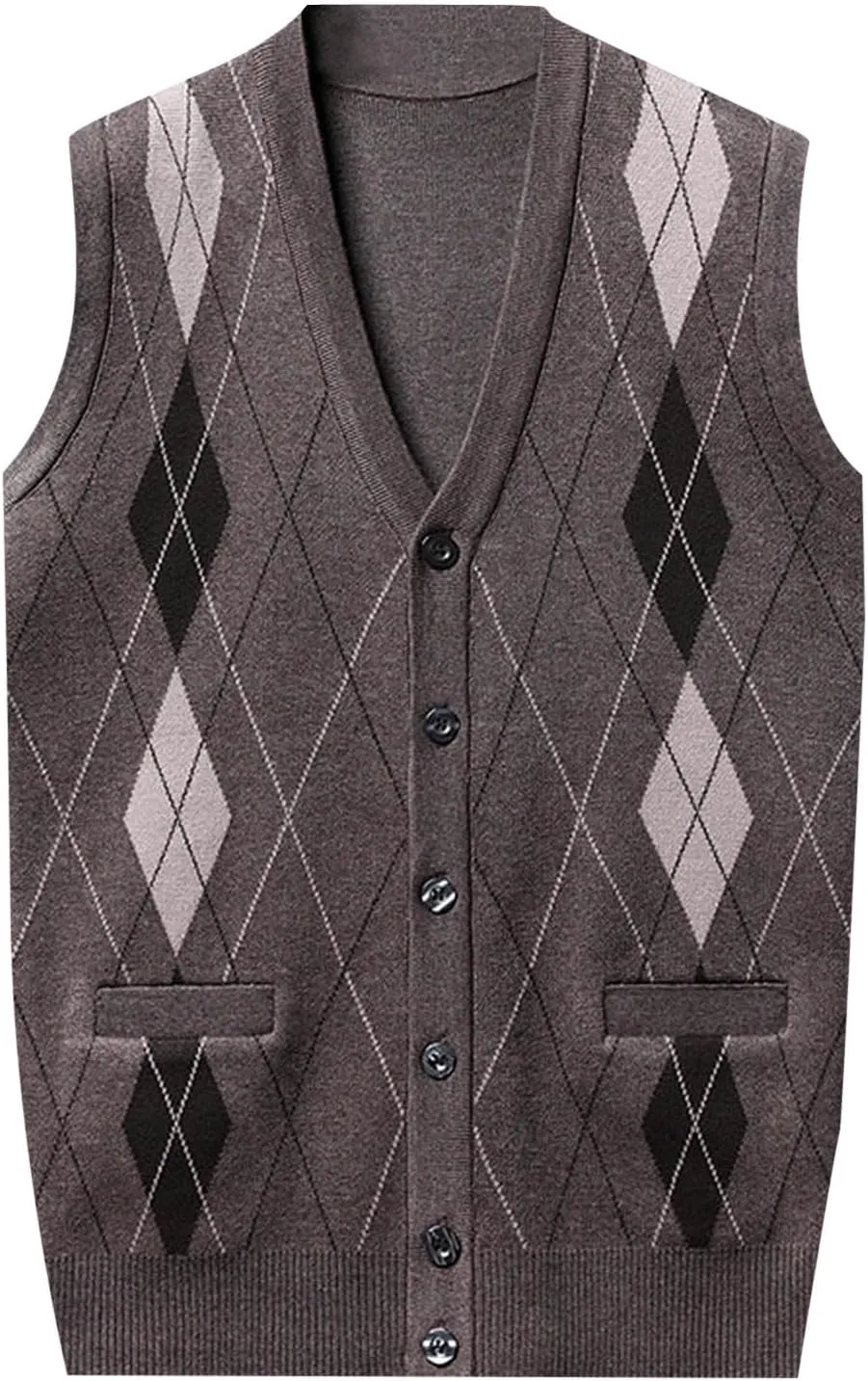 Chunky Knit Sweaters for Men Sleeveless V Neck Knit Jumper Pullover Soft Casual Fall Fashion Pullover Top
