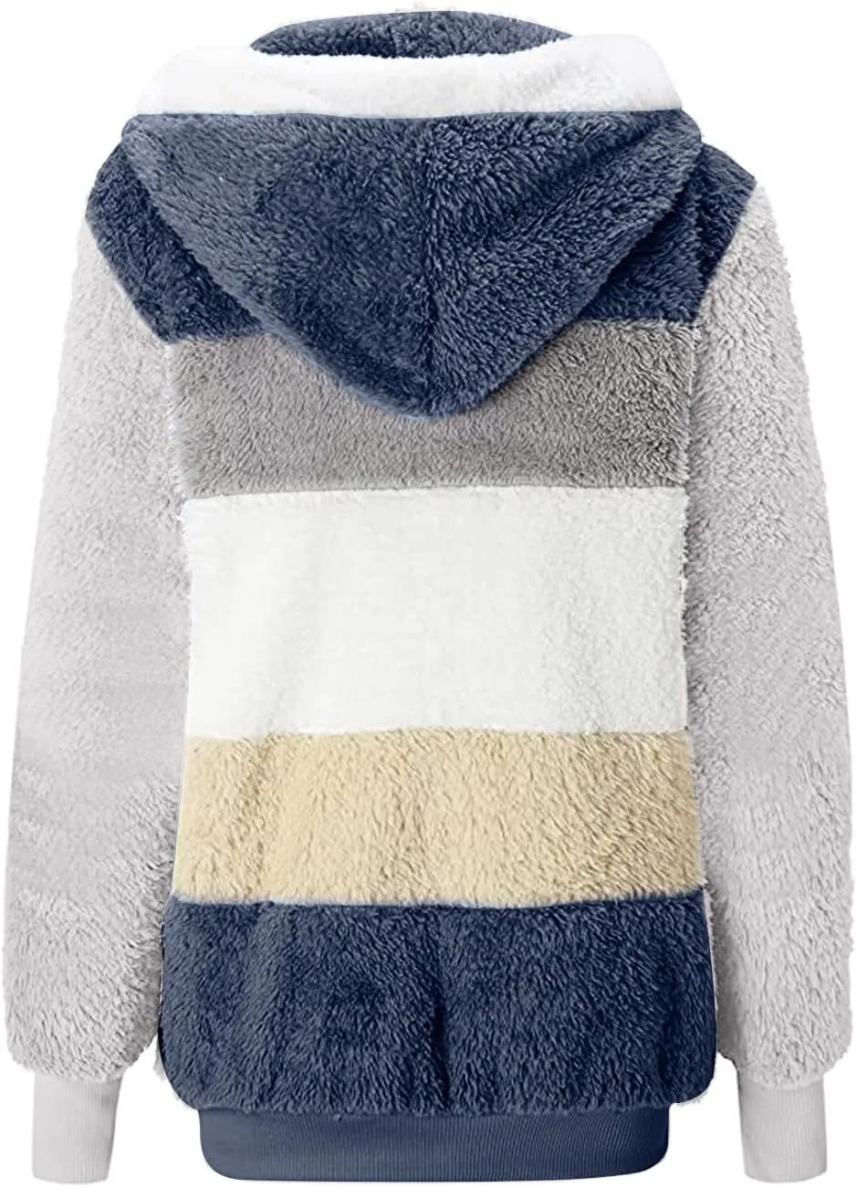 Coats for Women 2023 Lightweight Casual Fleece Plush Zipper Hooded Jacket Comfy Wool Coat Winter Warm Sherpa Jackets