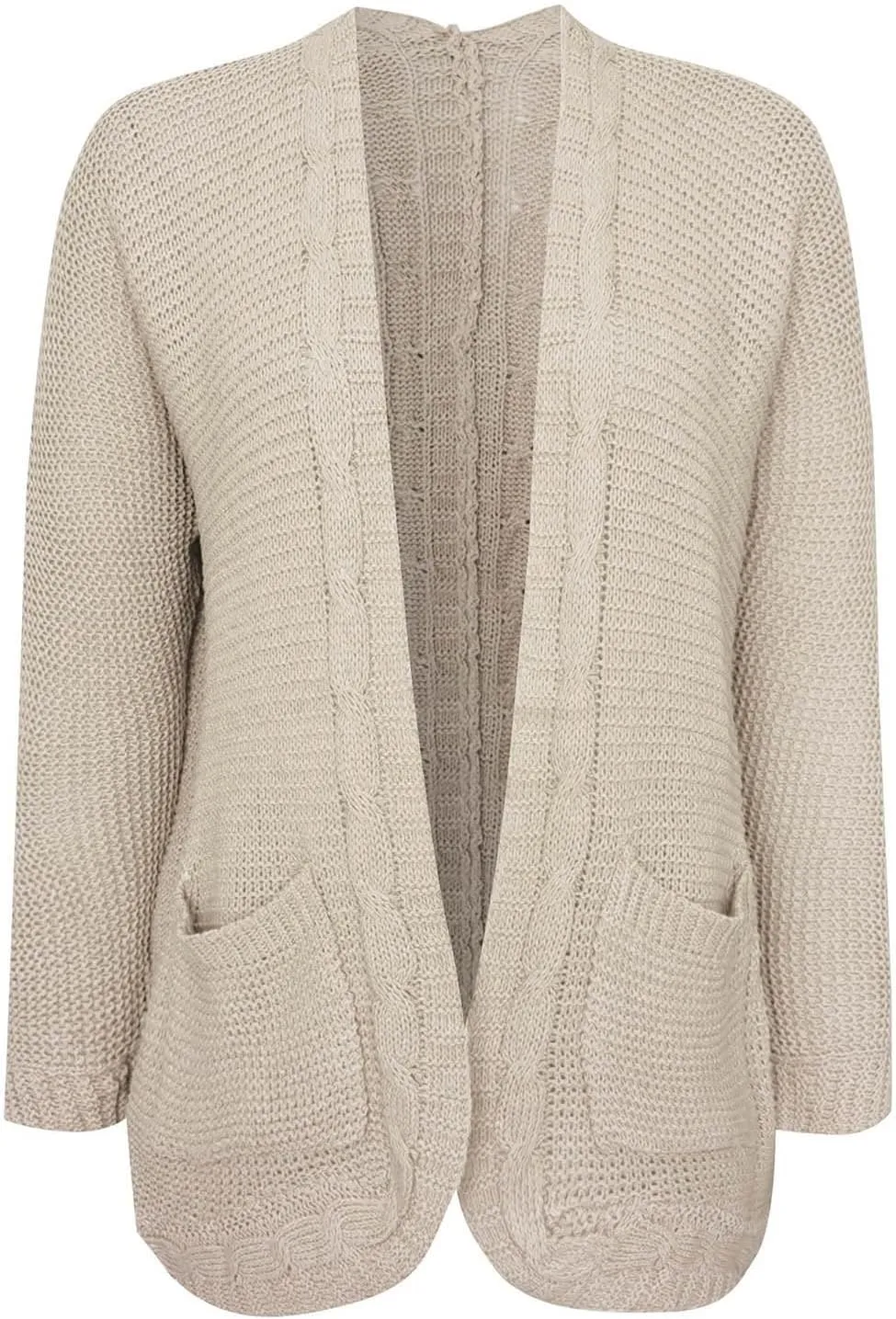 cooki Women's 2024 Fall Open Front Cardigan Long Batwing Sleeve Chunky Knit Sweater Loose Outerwear Coats with Pockets