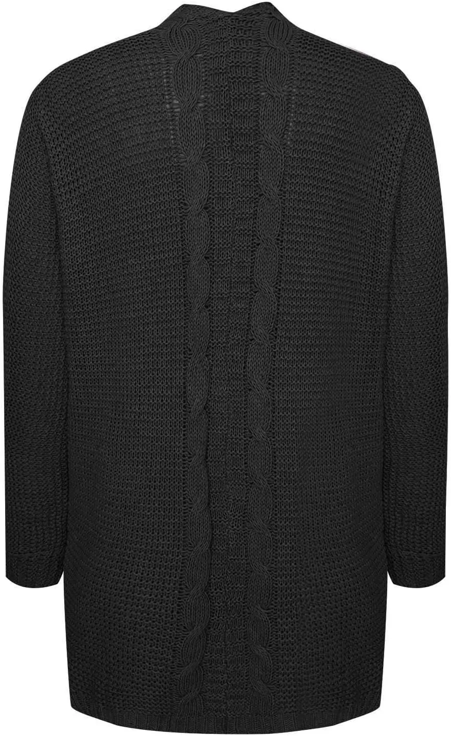 cooki Women's 2024 Fall Open Front Cardigan Long Batwing Sleeve Chunky Knit Sweater Loose Outerwear Coats with Pockets