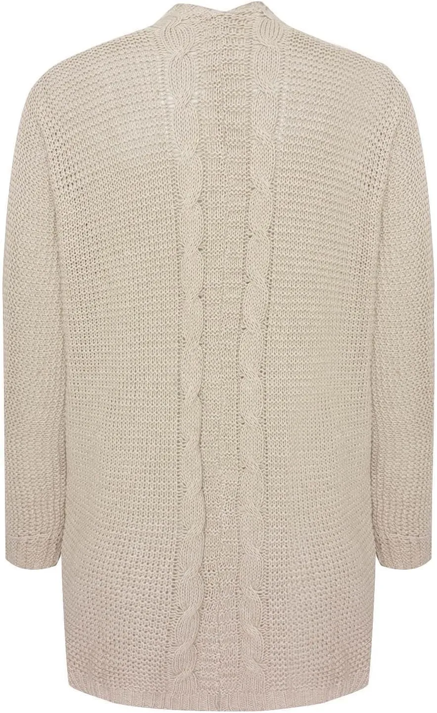 cooki Women's 2024 Fall Open Front Cardigan Long Batwing Sleeve Chunky Knit Sweater Loose Outerwear Coats with Pockets