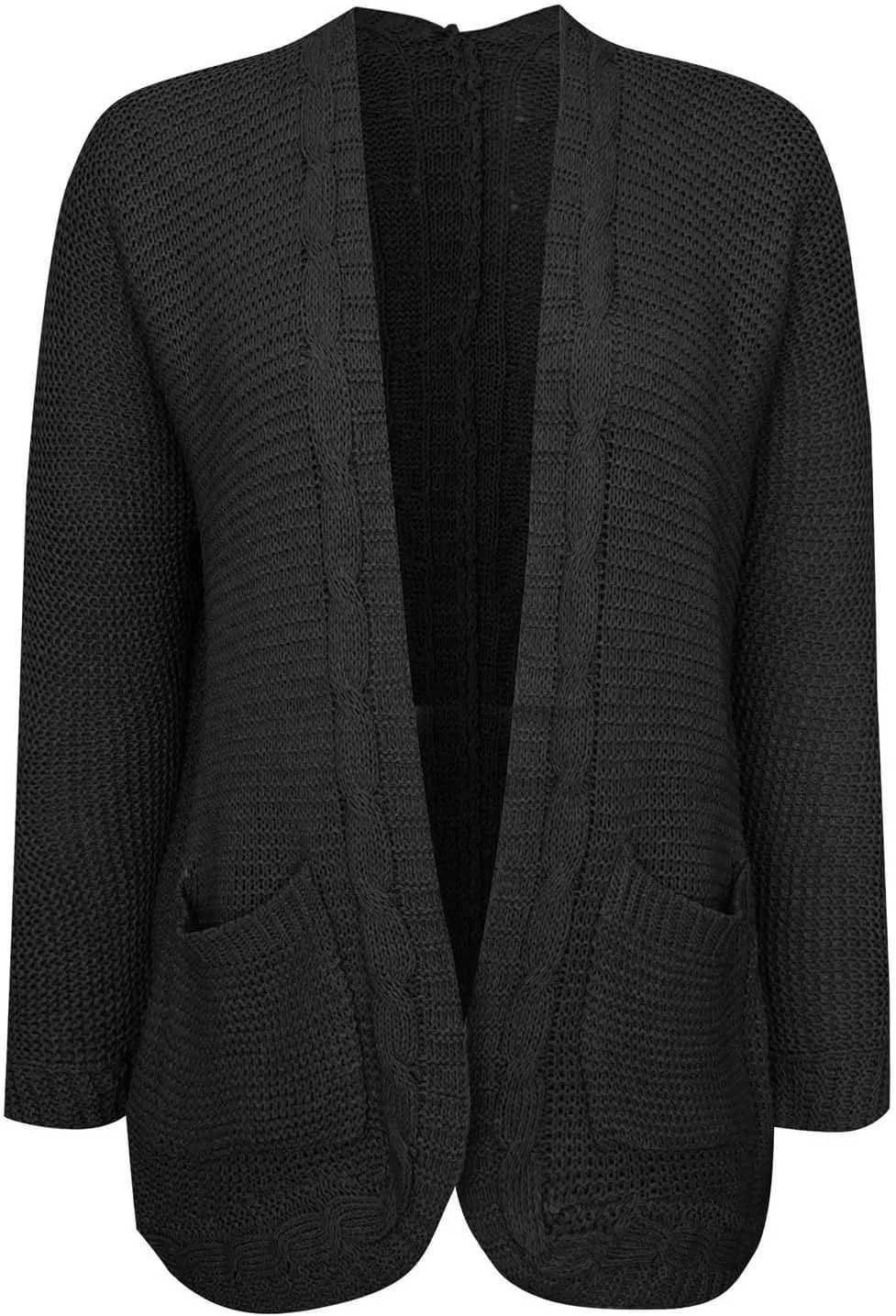 cooki Women's 2024 Fall Open Front Cardigan Long Batwing Sleeve Chunky Knit Sweater Loose Outerwear Coats with Pockets