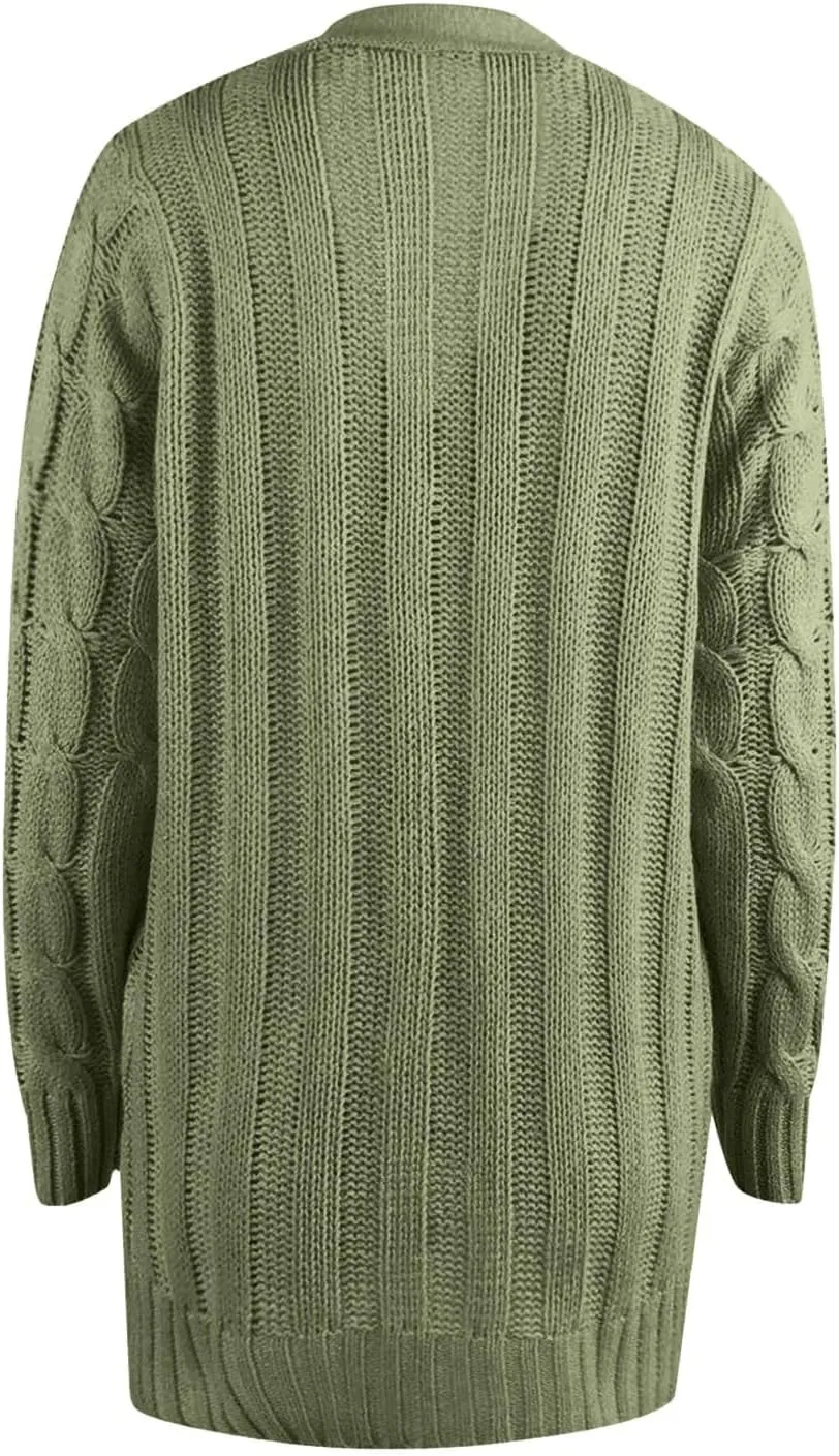 cooki Womens Cardigan Sweaters Fall Women's Open Front Fashion Button Down Cable Knit Chunky Sweater Jackets Coats