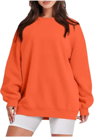 Crewneck Sweatshirts Women Soft Comfy Oversized Sweatshirt Drop Shoulder Long Sleeve Loose Fit Pullover Tops