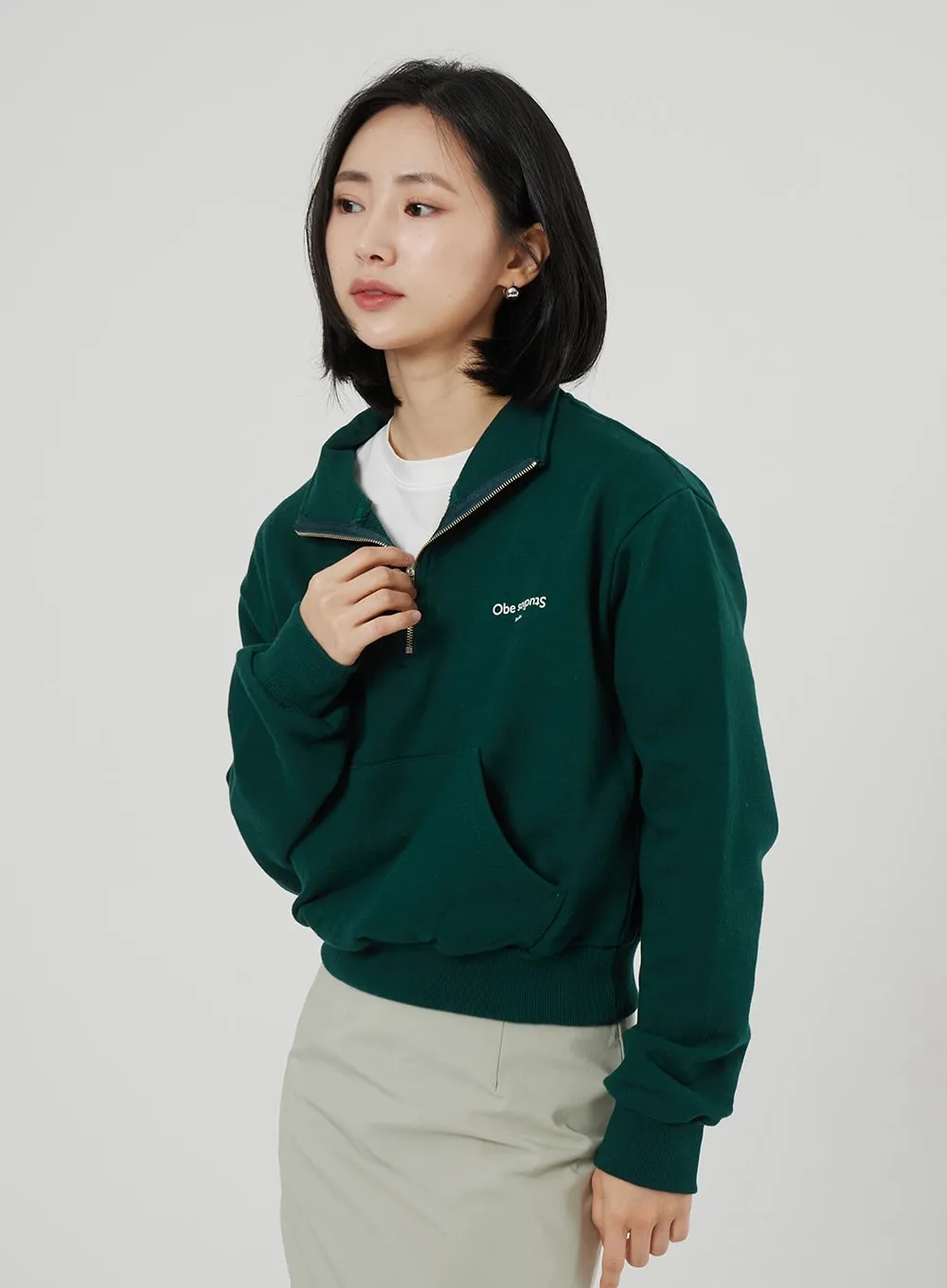 Cropped Half Zip-Up OF313