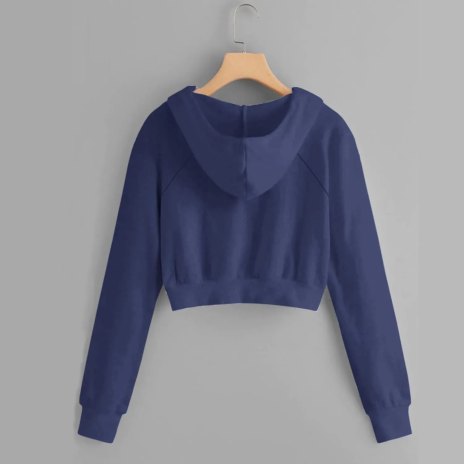 Cropped Hoodies for Women Trendy Zip Up Crop Sweatshirt Fashion Long Sleeve Solid Color Hooded Track Jacket