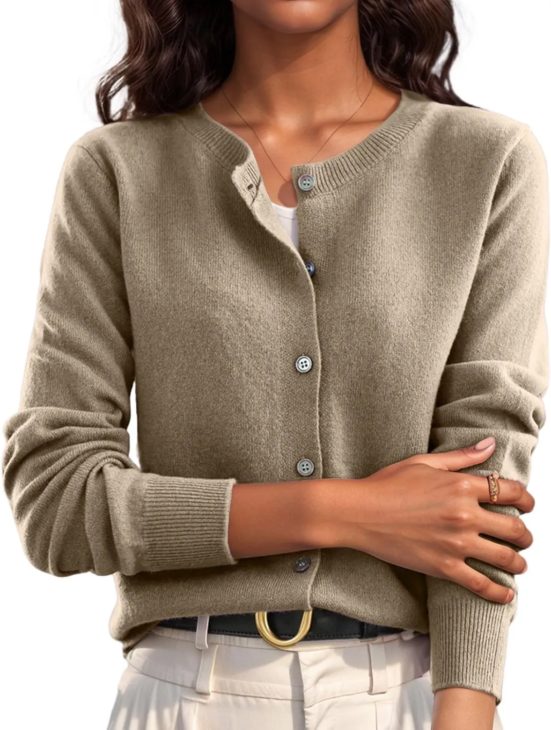 Cropped Sweaters for Women Knitted Lightweight Sweaters Long Sleeve Button Up Sweaters Cable Knit Open Front Cardigan