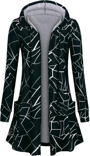 Cucuchy Style Womens Long Hoodies Casual Zip Up Tunic Sweatshirt Open Front Cardigan