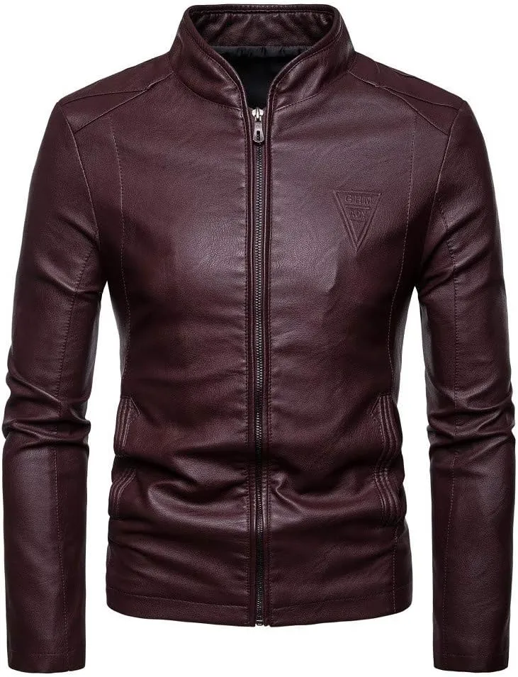 DuDubaby Fashion Men Autumn Winter Warm Casual Leather Zipper Long Sleeve Jacket Coat Top