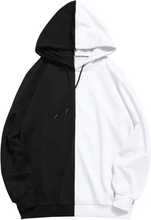 DuDubaby Mens Casual Patchwork Slim Fit Hoodie Outwear Blouse Sweatshirt Long Sleeves
