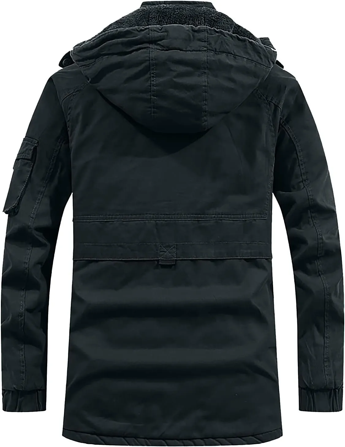 DuDubaby Vintage Jacket for Mens Men's Winter Hooded Windproof Solid Long Sleeve Soft Coat Jacket