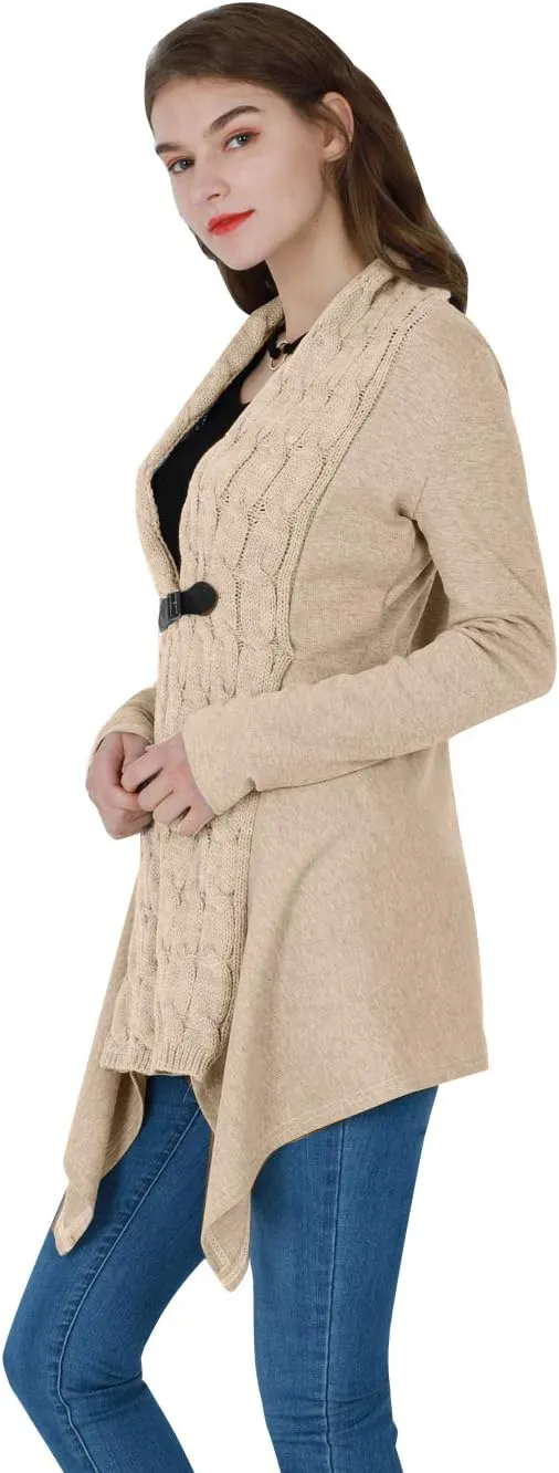 EFOFEI Womens Open Front Long Sleeve Button Down Cable Sweater Cardigans