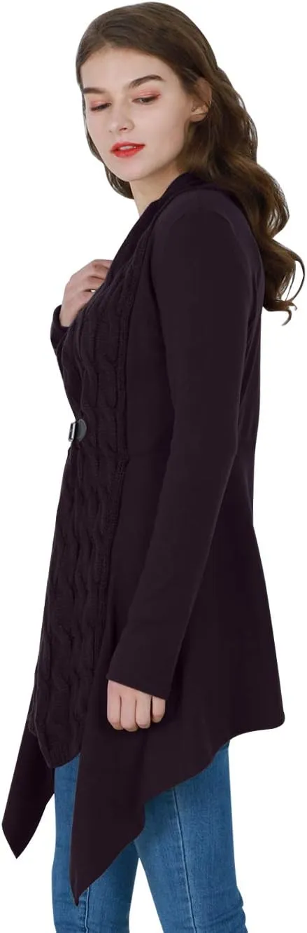 EFOFEI Womens Open Front Long Sleeve Button Down Cable Sweater Cardigans