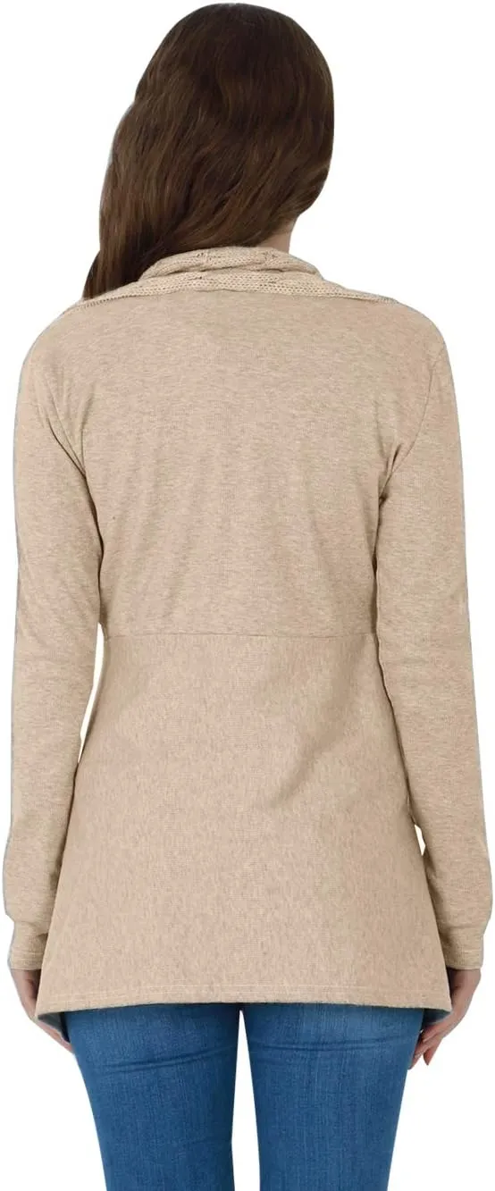EFOFEI Womens Open Front Long Sleeve Button Down Cable Sweater Cardigans